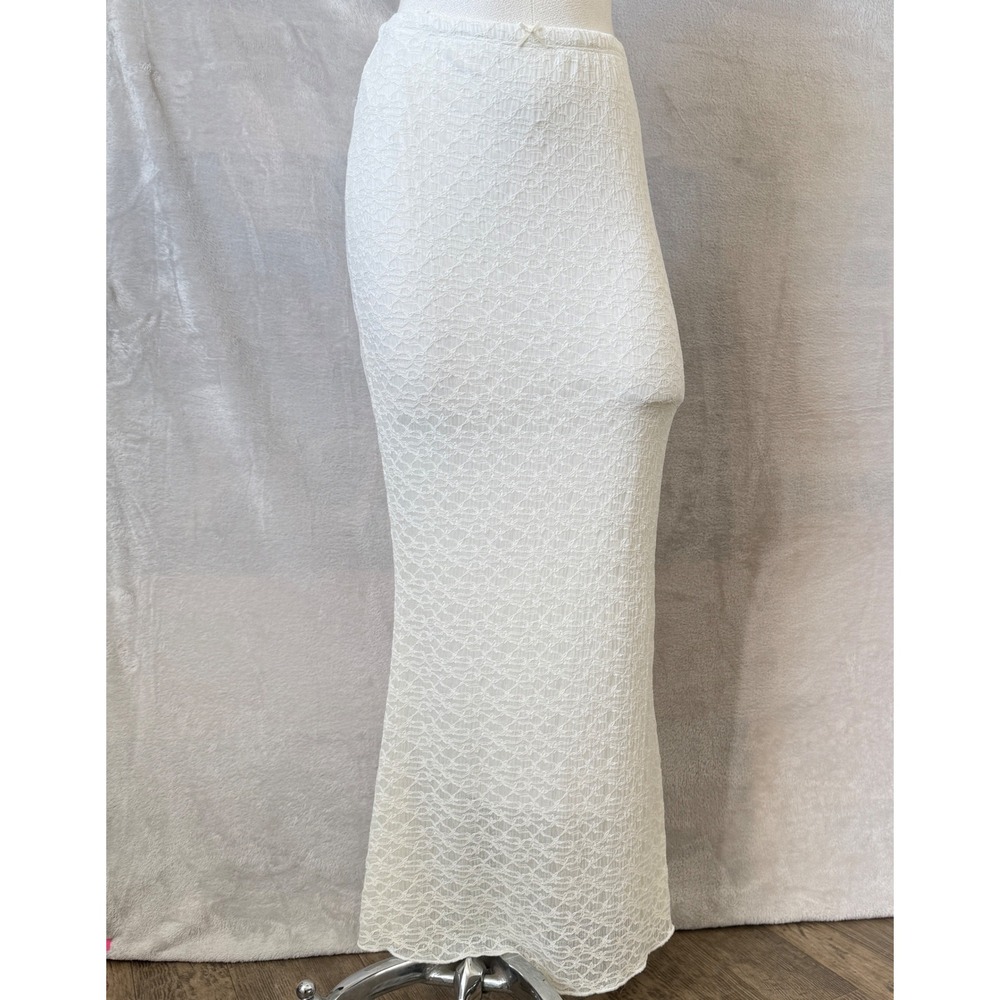 See You Monday White Lace Maxi Skirt Medium Coquette Balletcore Boho NEW